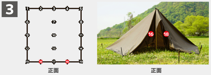 Ddタープのステルス張り方 図解 3 3 4 4のフルクローズ ポールの高さでの違い ノマドキャンプ