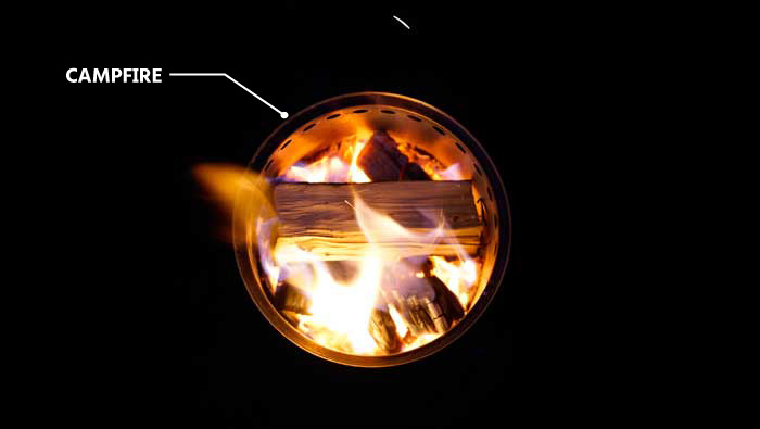 ソロストーブ　薪で焚き火